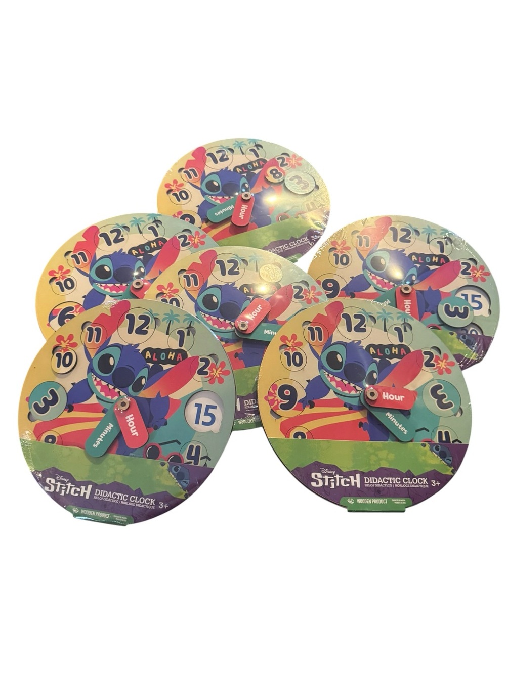 Disney Stitch Aloha Teaching Didactic Clock NEW Includes 6 included Bundle
